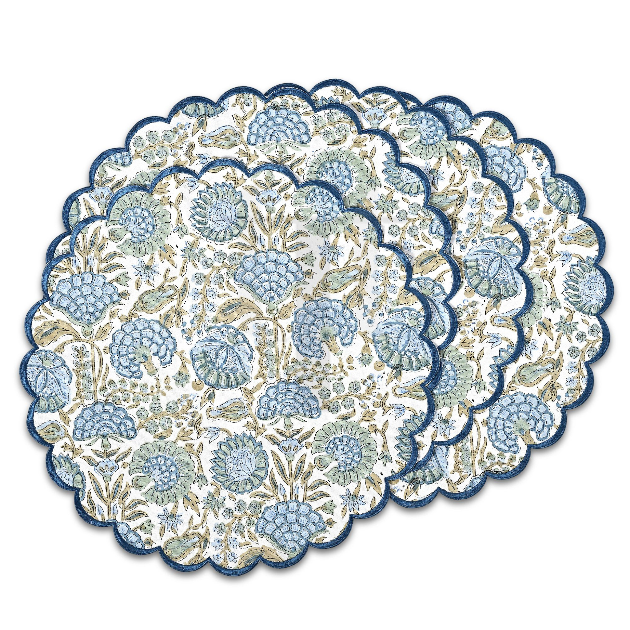 Decorative placemat with floral pattern on a white background