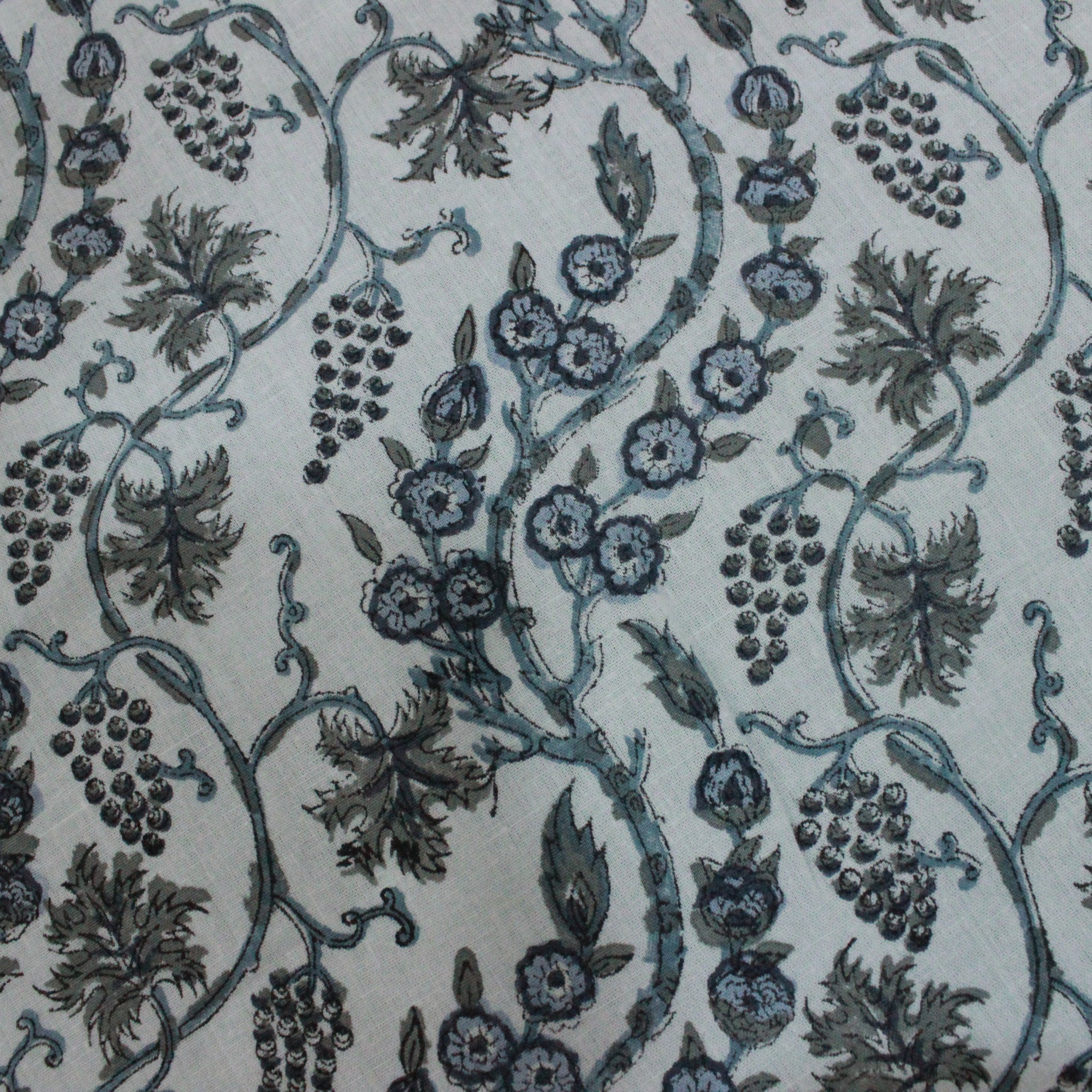 Floral and vine pattern on a fabric surface