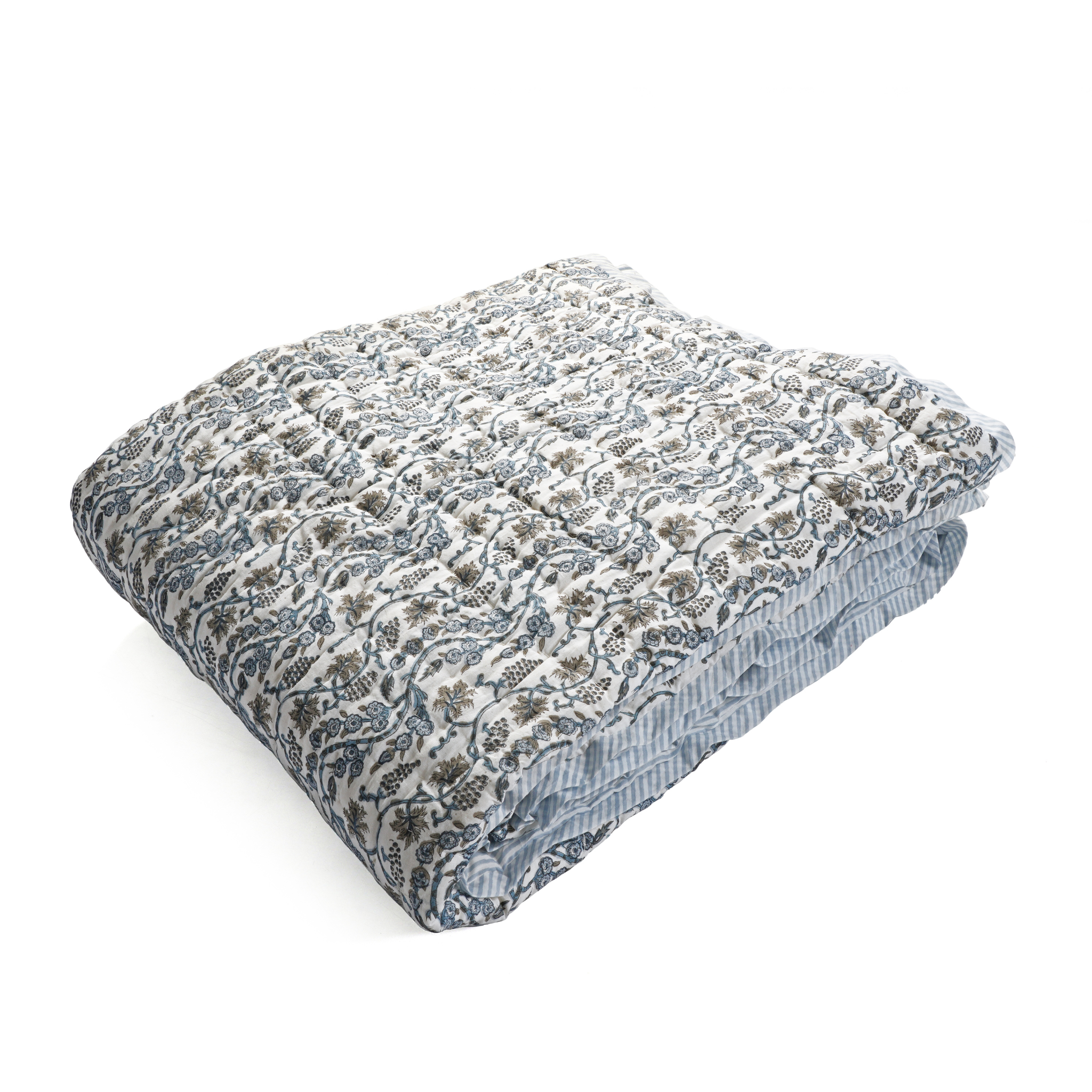 Folded floral-patterned fabric on a white background