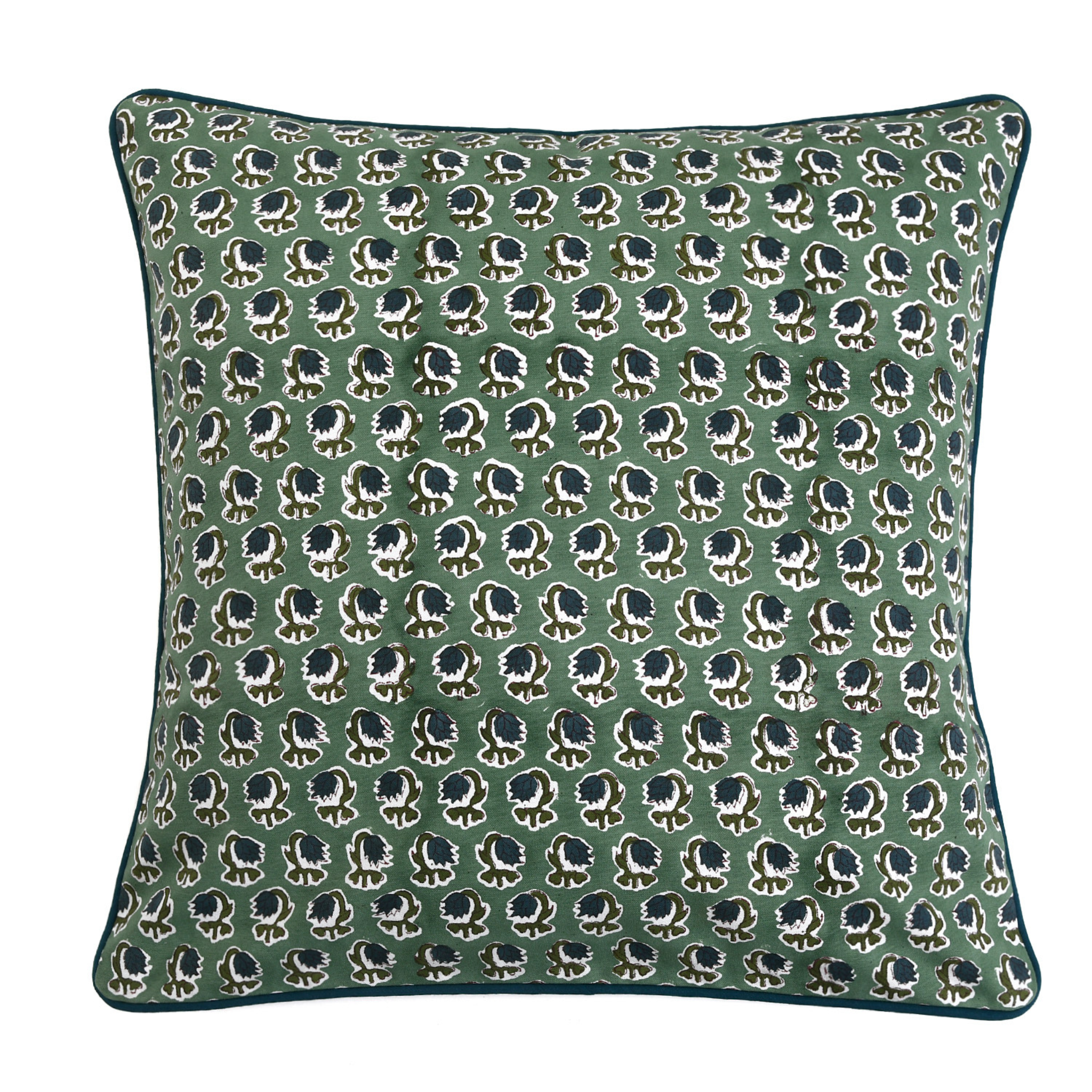 Decorative pillow with a pattern on a green background