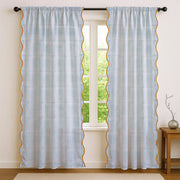 Slate Blue Stripe Scallop Curtain