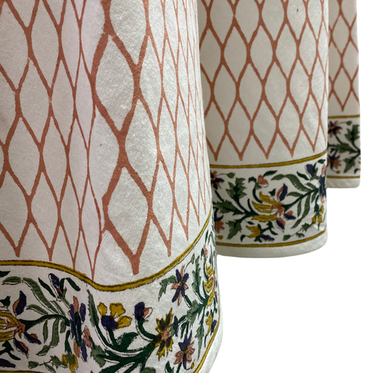 Decorative ceramic stool with intricate patterns on a white background