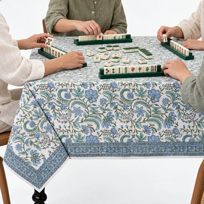Columbia Blue Square & Rectangle Tablecloth