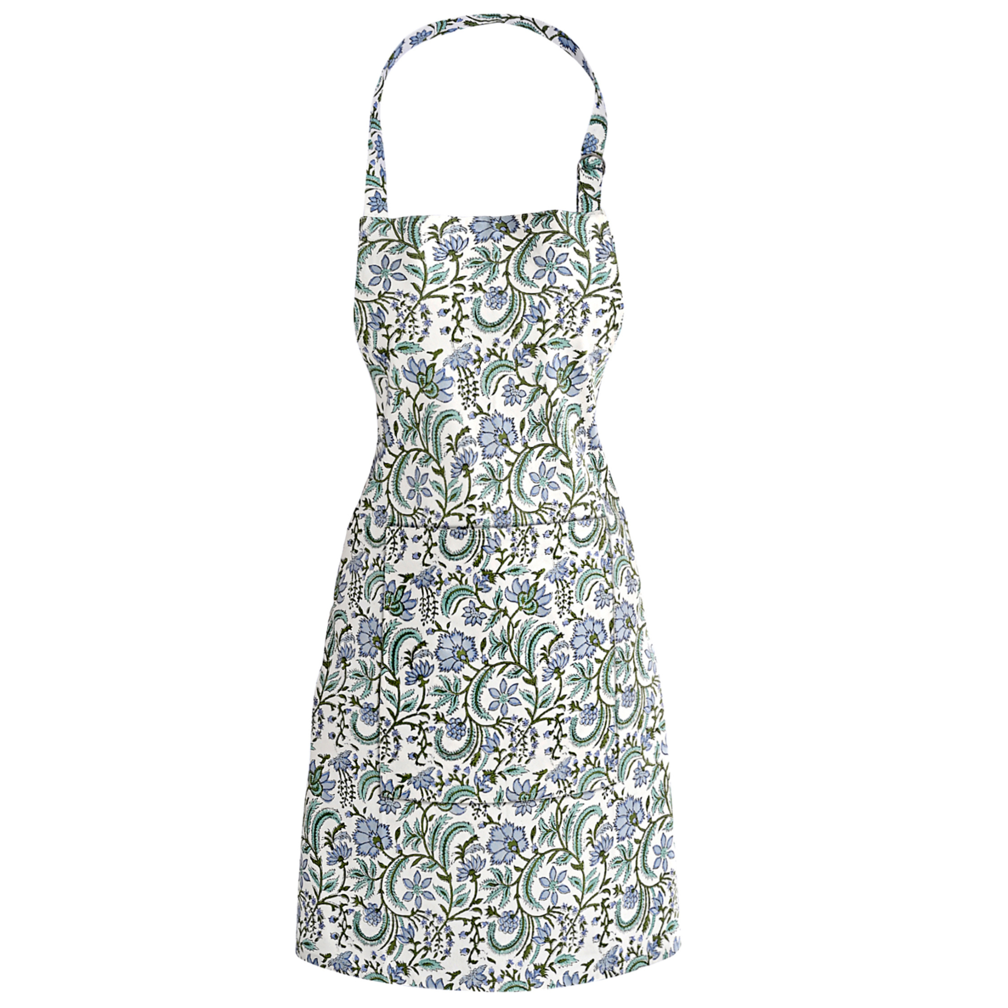 Floral patterned apron on a white background