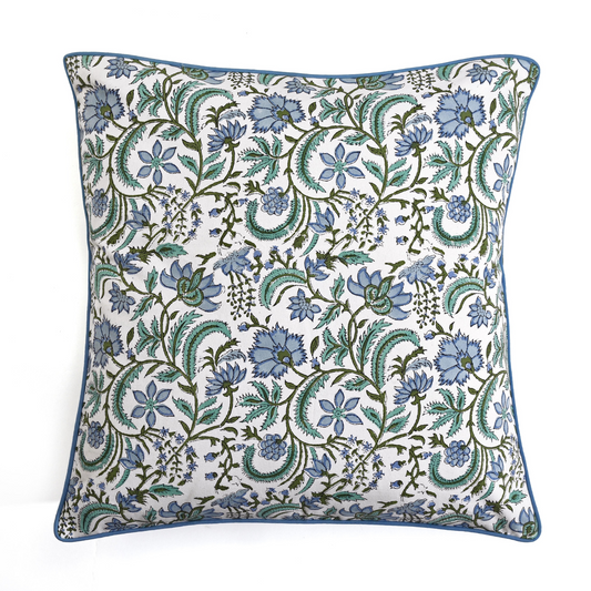 Decorative pillow with floral pattern on a white background