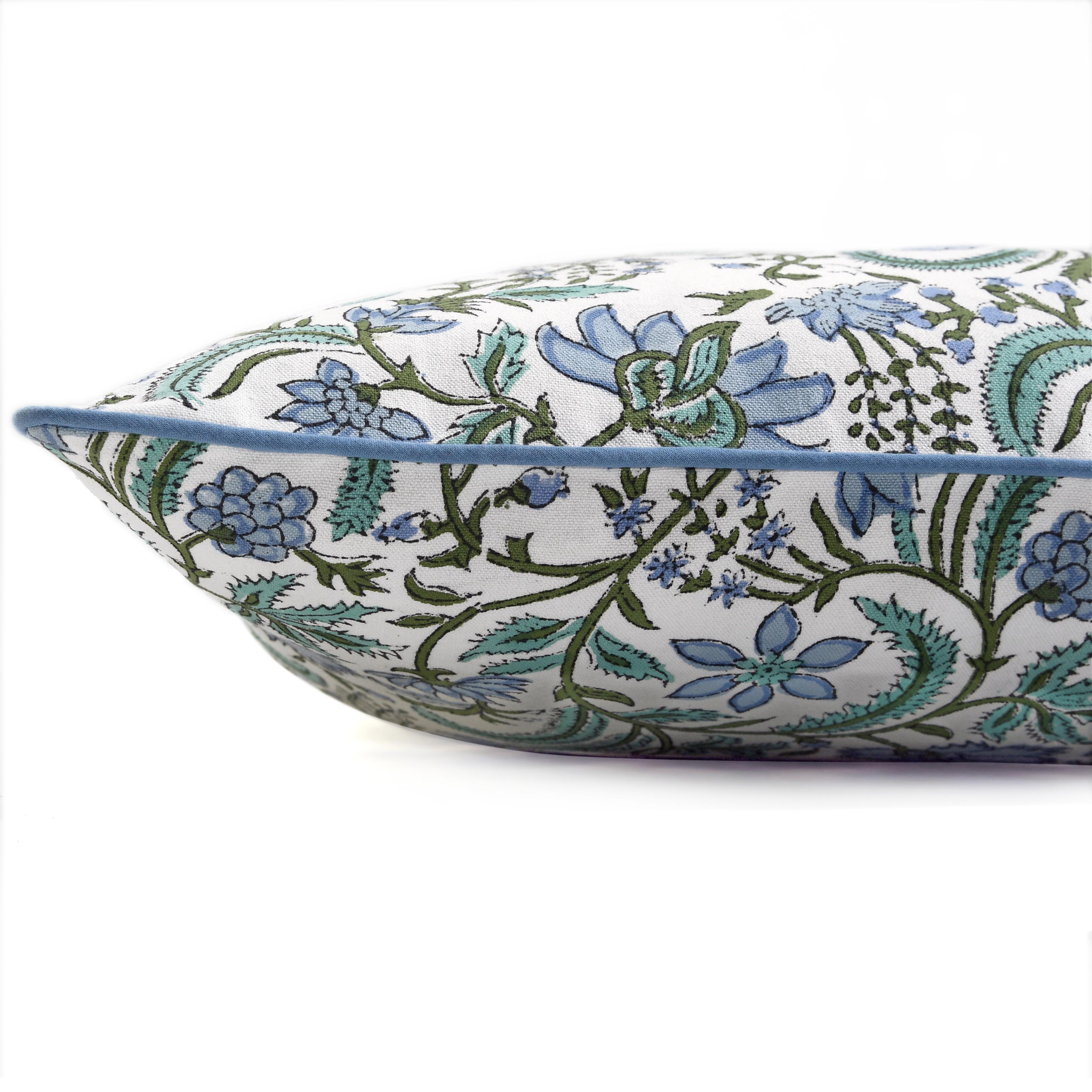 Decorative pillow with floral pattern on a white background