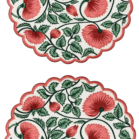 Two decorative plates with floral patterns on a white background
