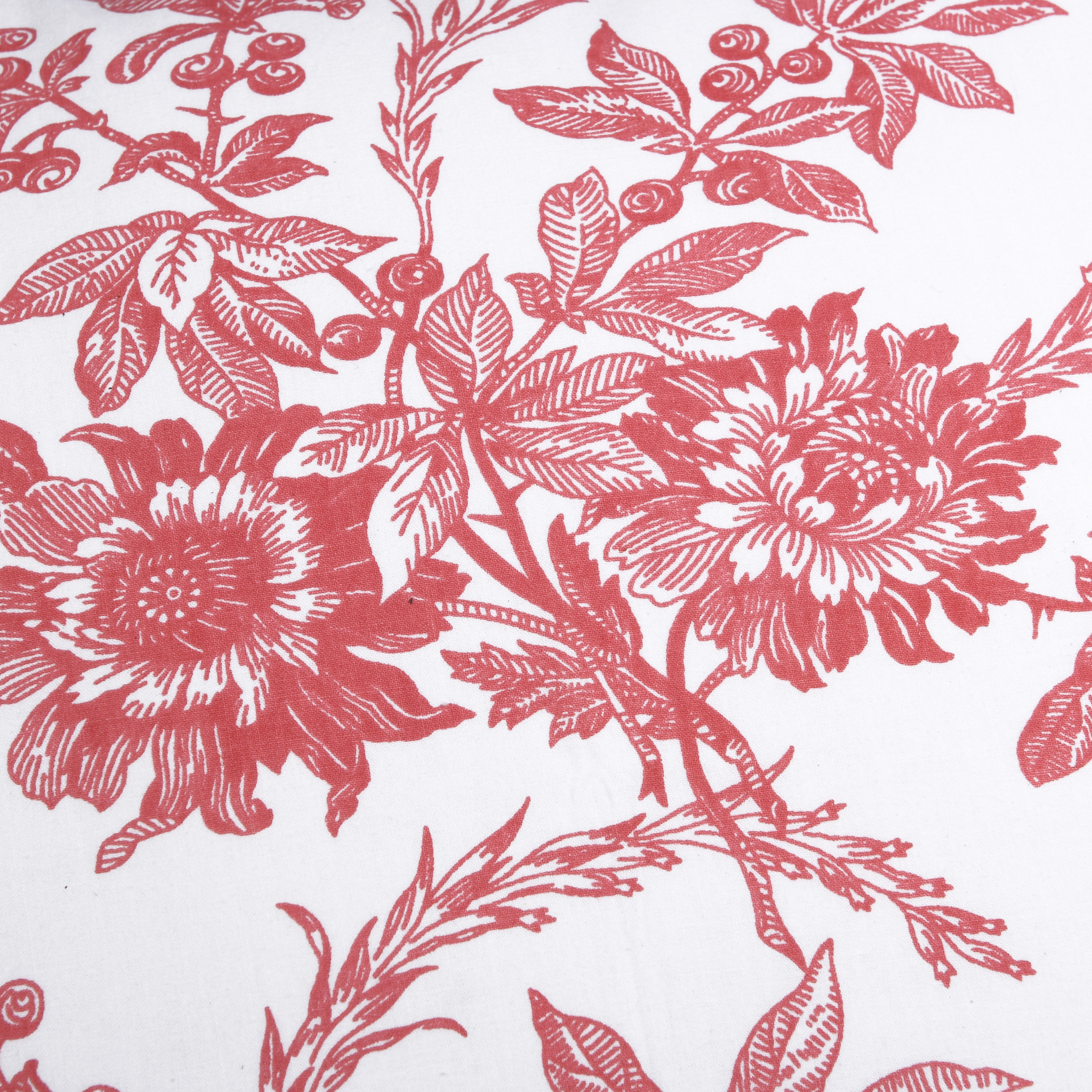 Red floral pattern on a white background