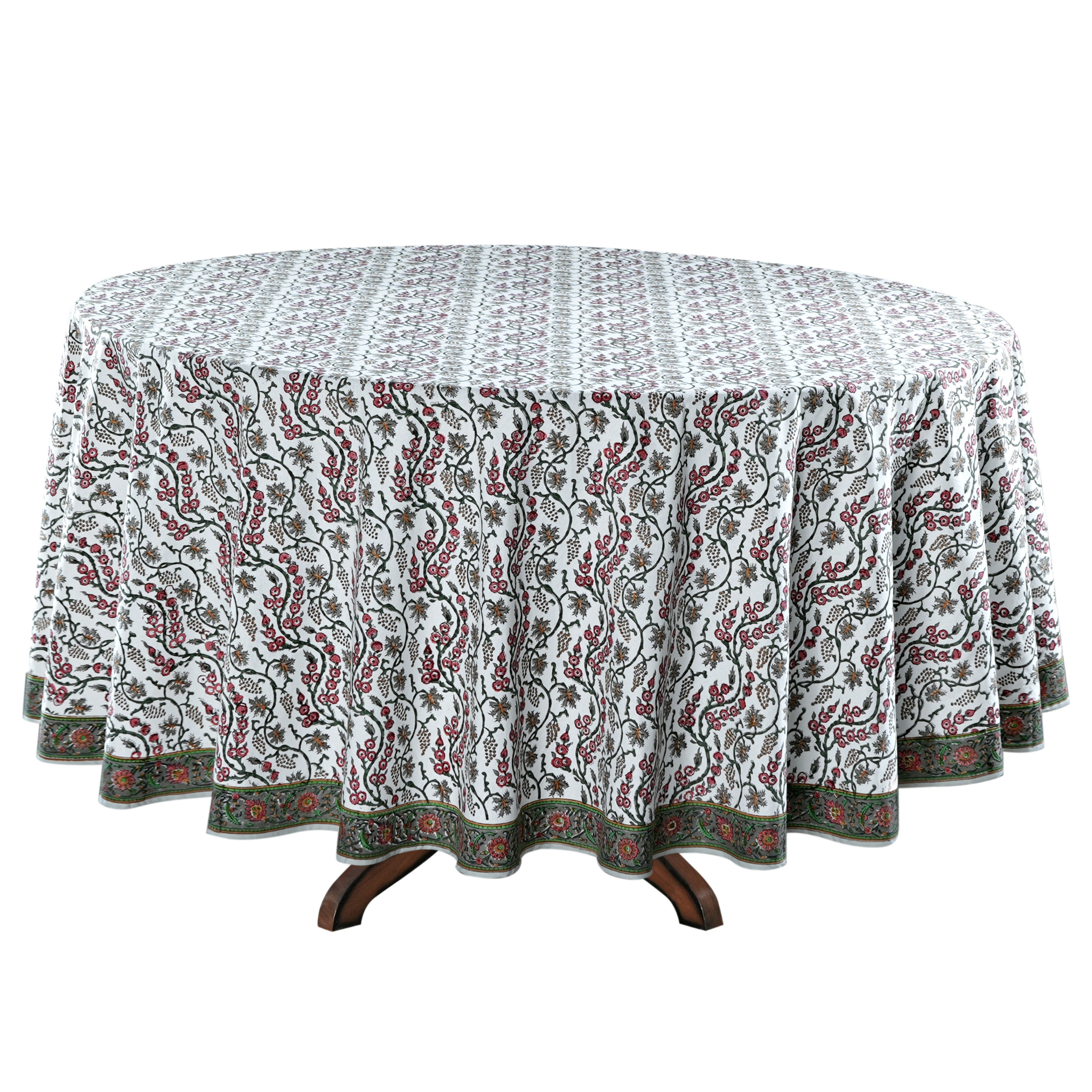 Round tablecloth with paisley pattern on a white background