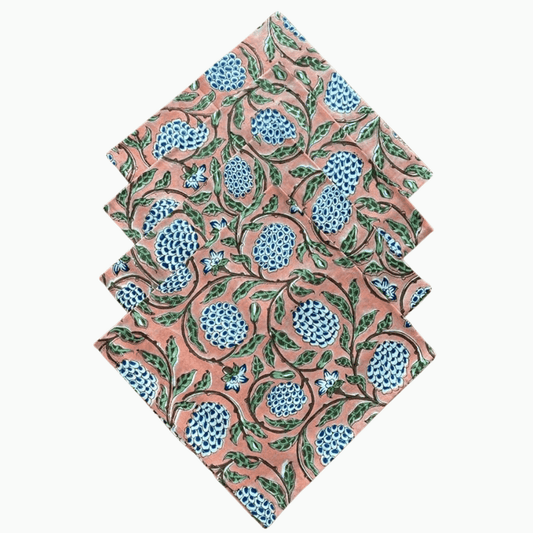 Set of two floral patterned napkins on a white background