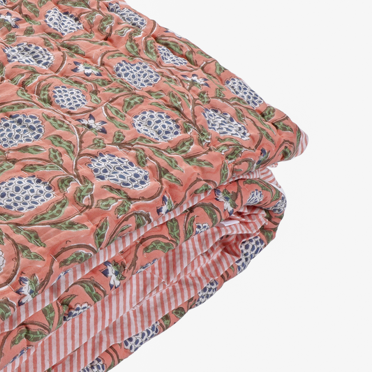 Close-up of a floral patterned fabric with a white background