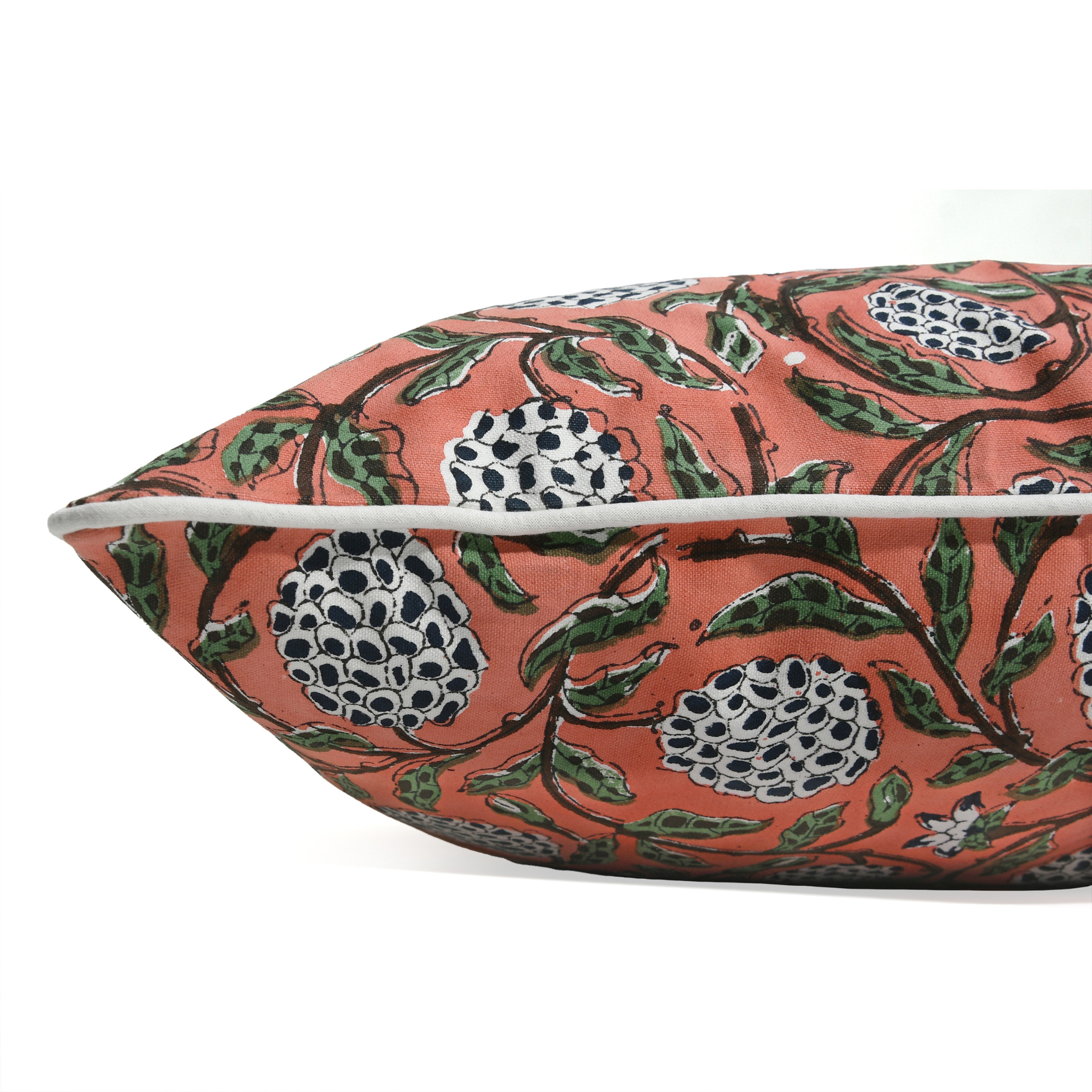 Decorative pillow with floral pattern on a white background