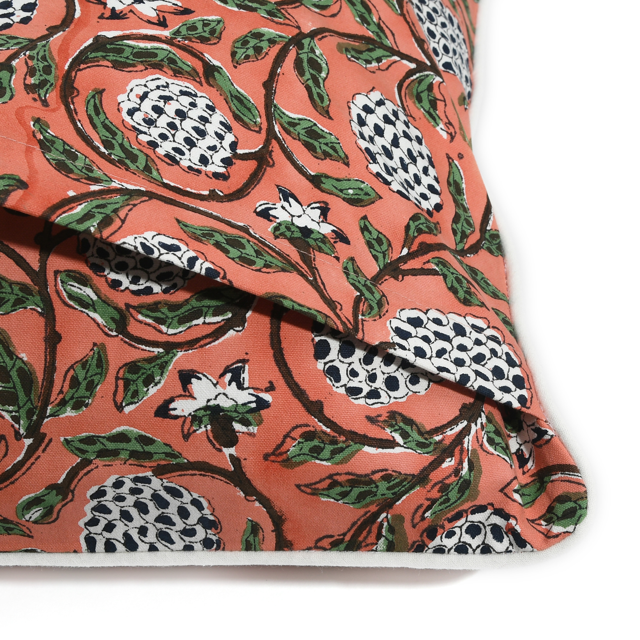 Fabric with a floral pattern on a white background