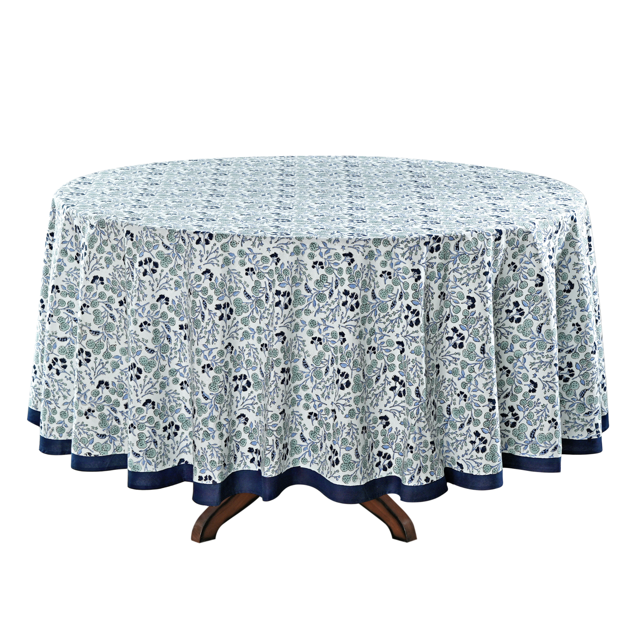 Round tablecloth with floral pattern on a white background
