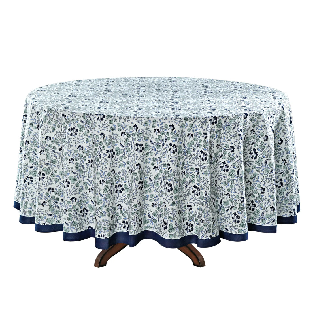 Round tablecloth with floral pattern on a white background