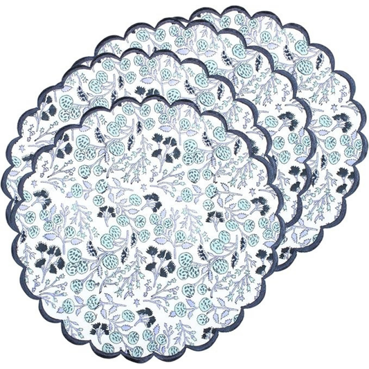 Set of floral-patterned paper doilies on a white background