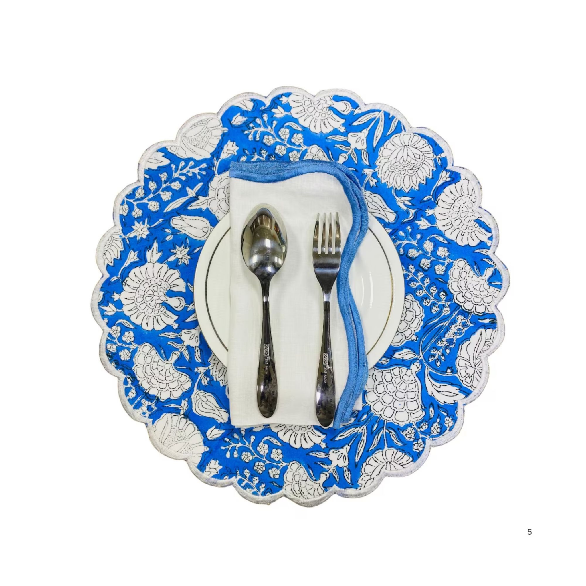Decorative placemat with floral pattern on a white background
