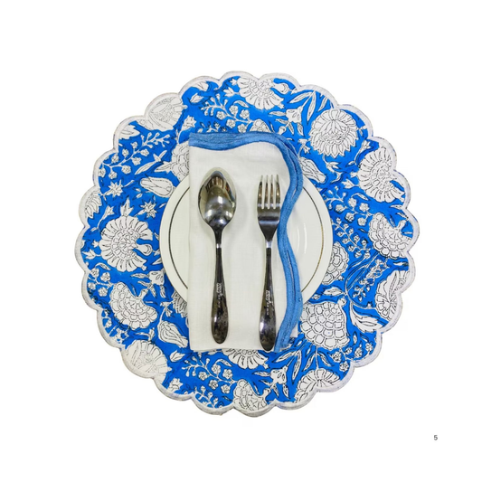 Decorative placemat with floral pattern on a white background