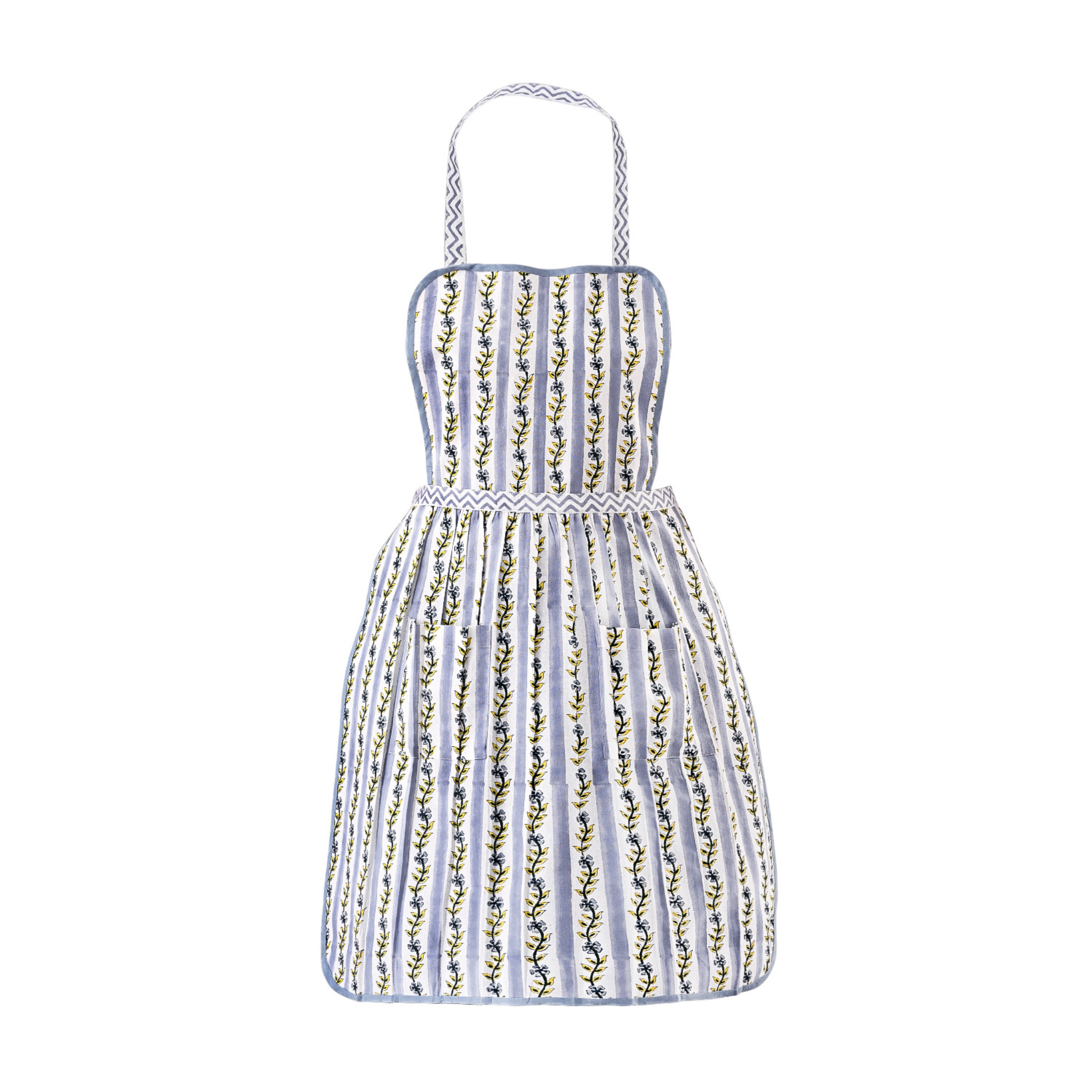 Striped dress with floral pattern on a white background