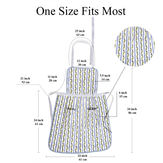 Measurement chart of a children's apron with dimensions labeled.