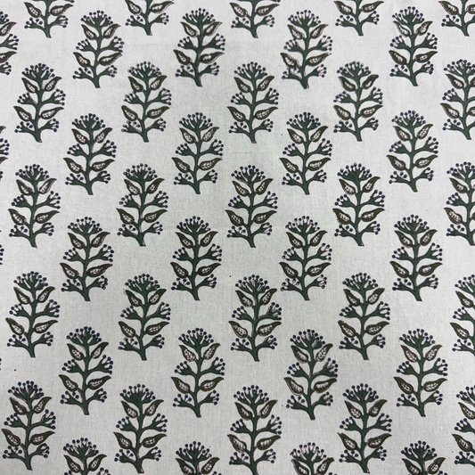 Pattern of black floral designs on a light gray background