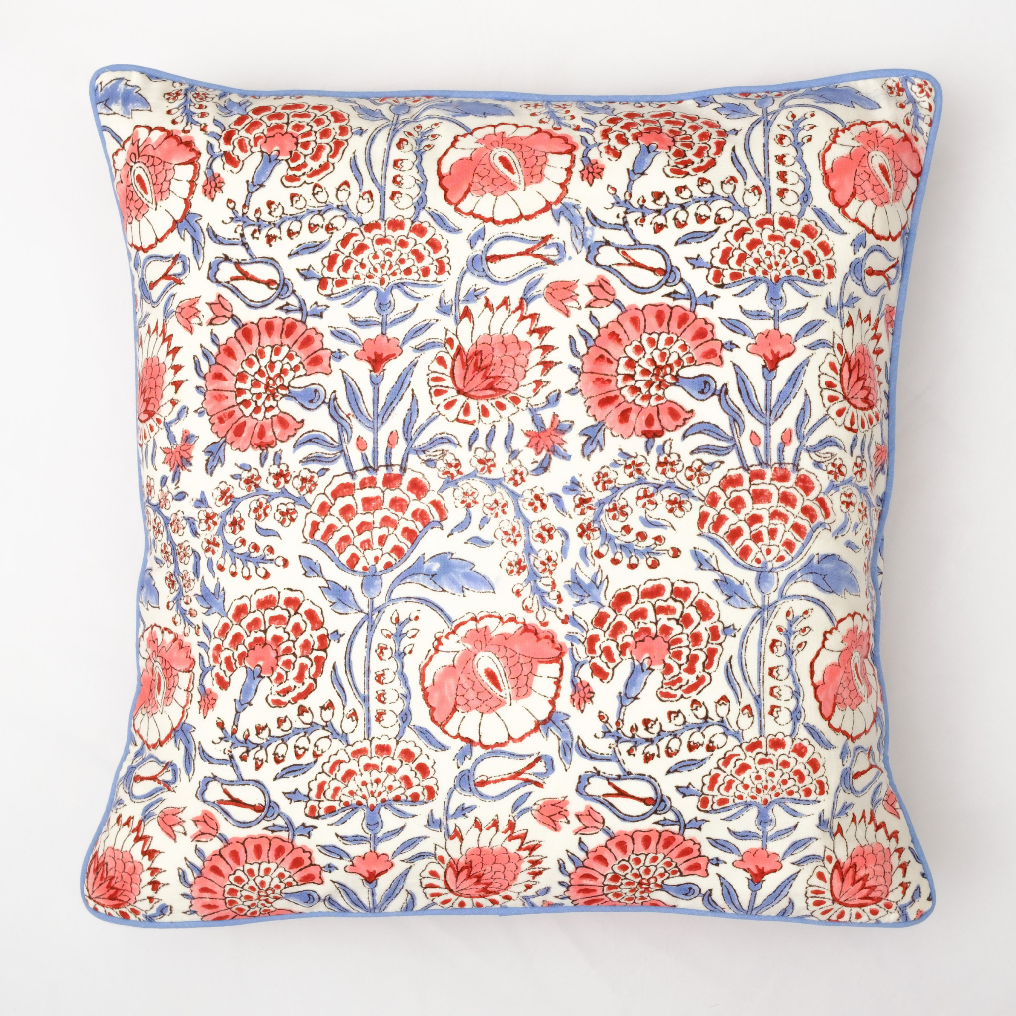 Decorative pillow with floral pattern on a white background