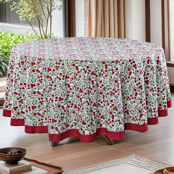 Garnet Red Round Tablecloth