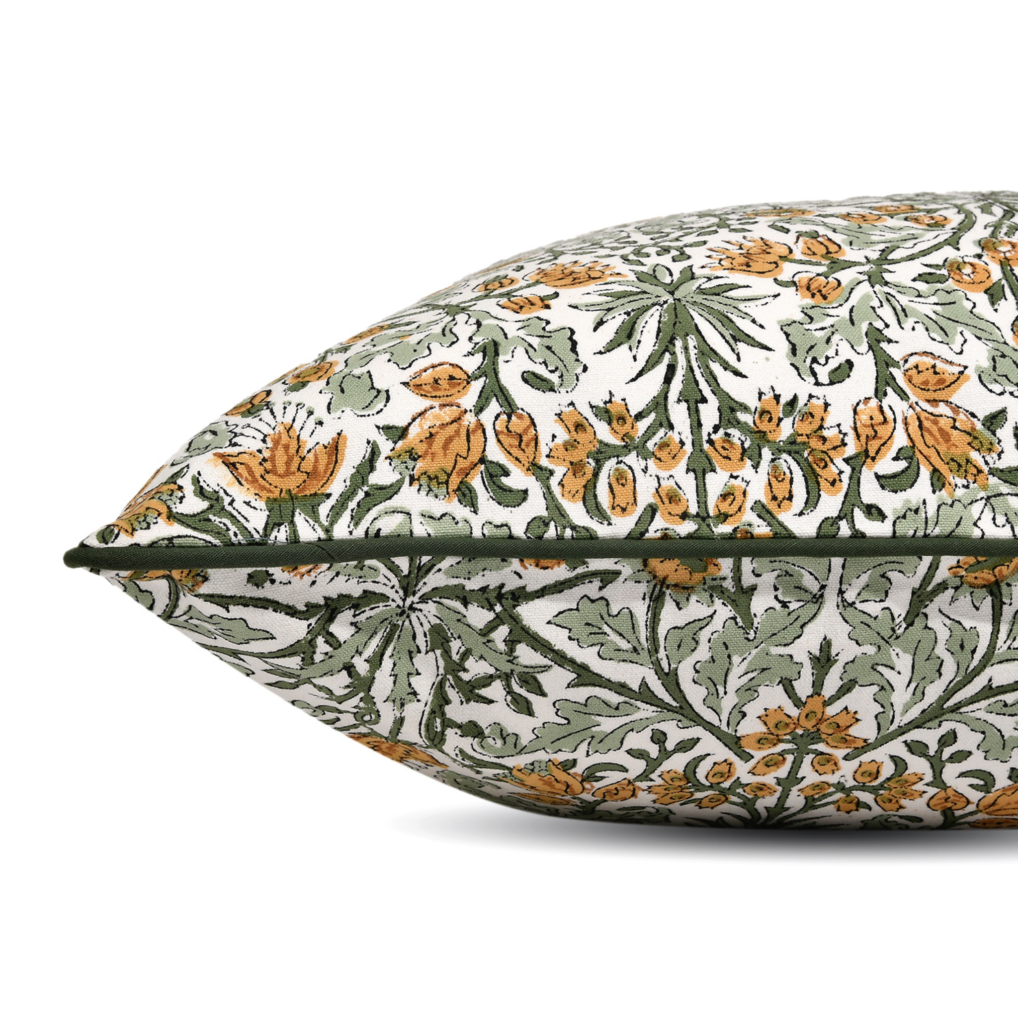Decorative pillow with floral pattern on a white background