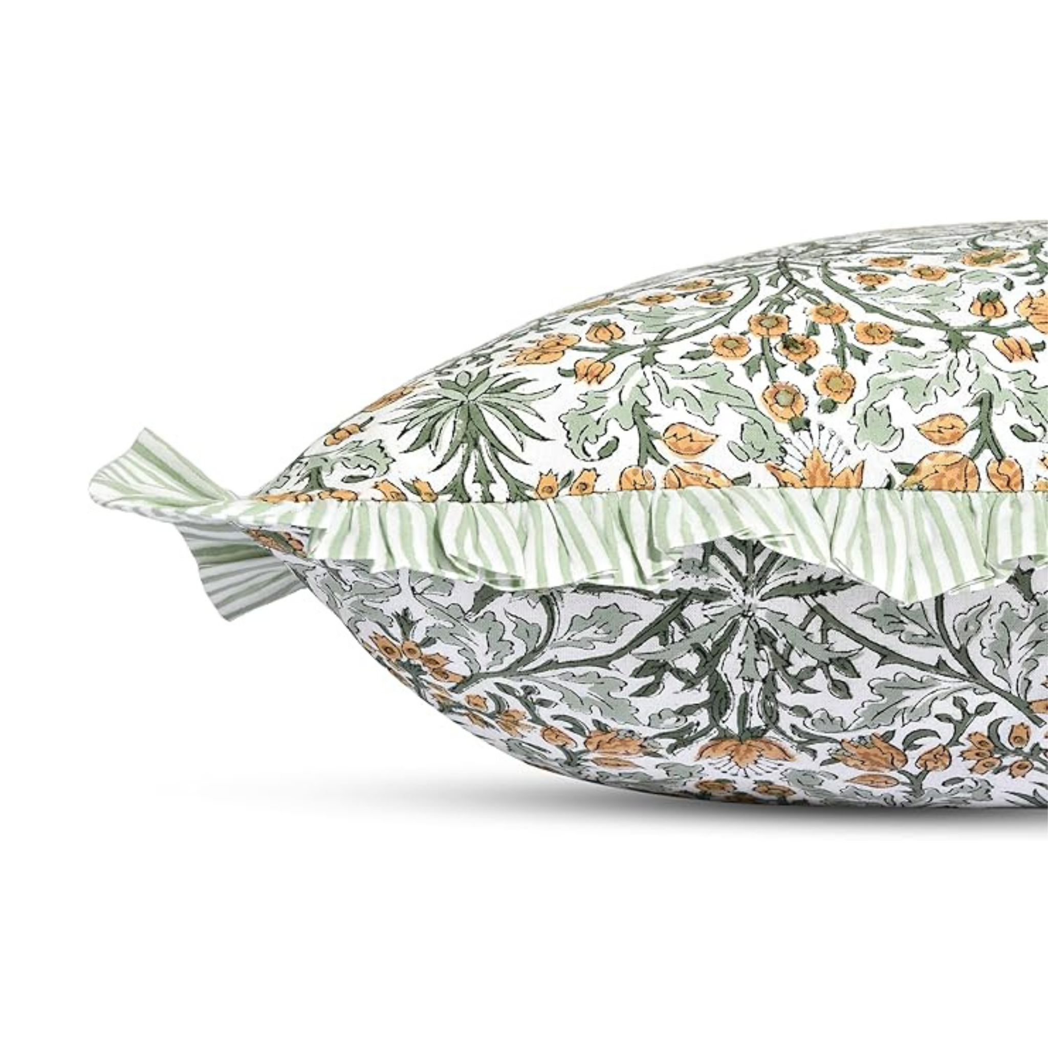 Decorative pillow with floral pattern on a white background