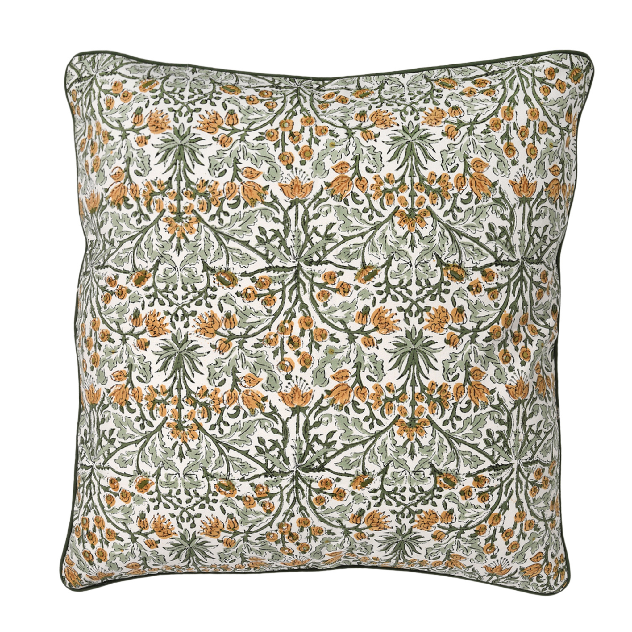 Decorative pillow with floral pattern on a white background