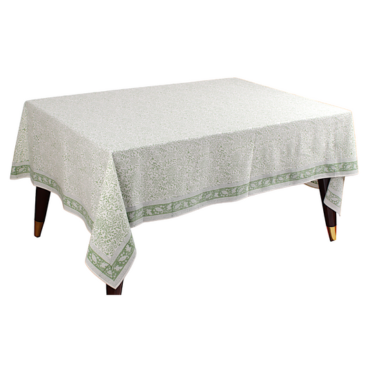 Tablecloth with green border on a white background