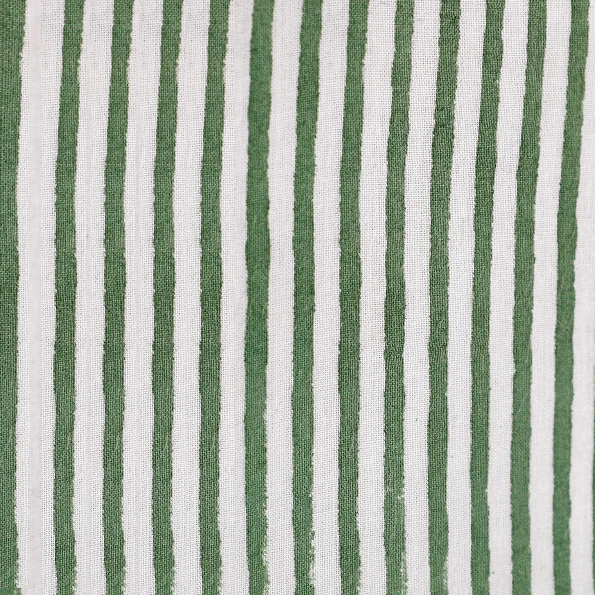 Fabric with green and white vertical stripes