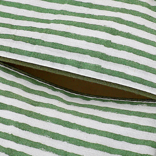 Close-up of green and white striped fabric