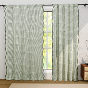 Forest Green Stripe Scallop Curtain