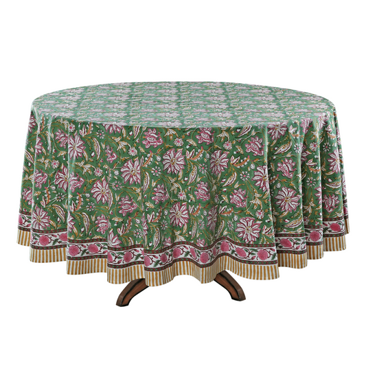Round tablecloth with floral pattern on a white background