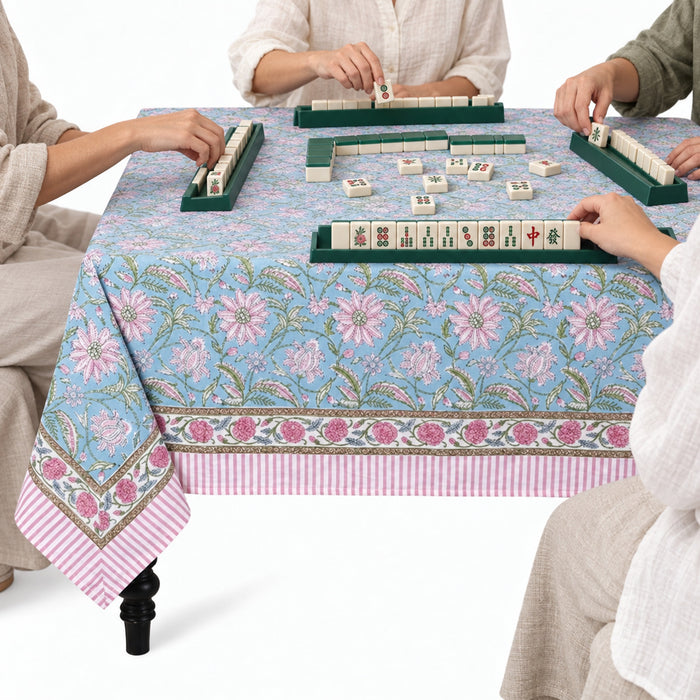 Ice Blue Square & Rectangle Tablecloth
