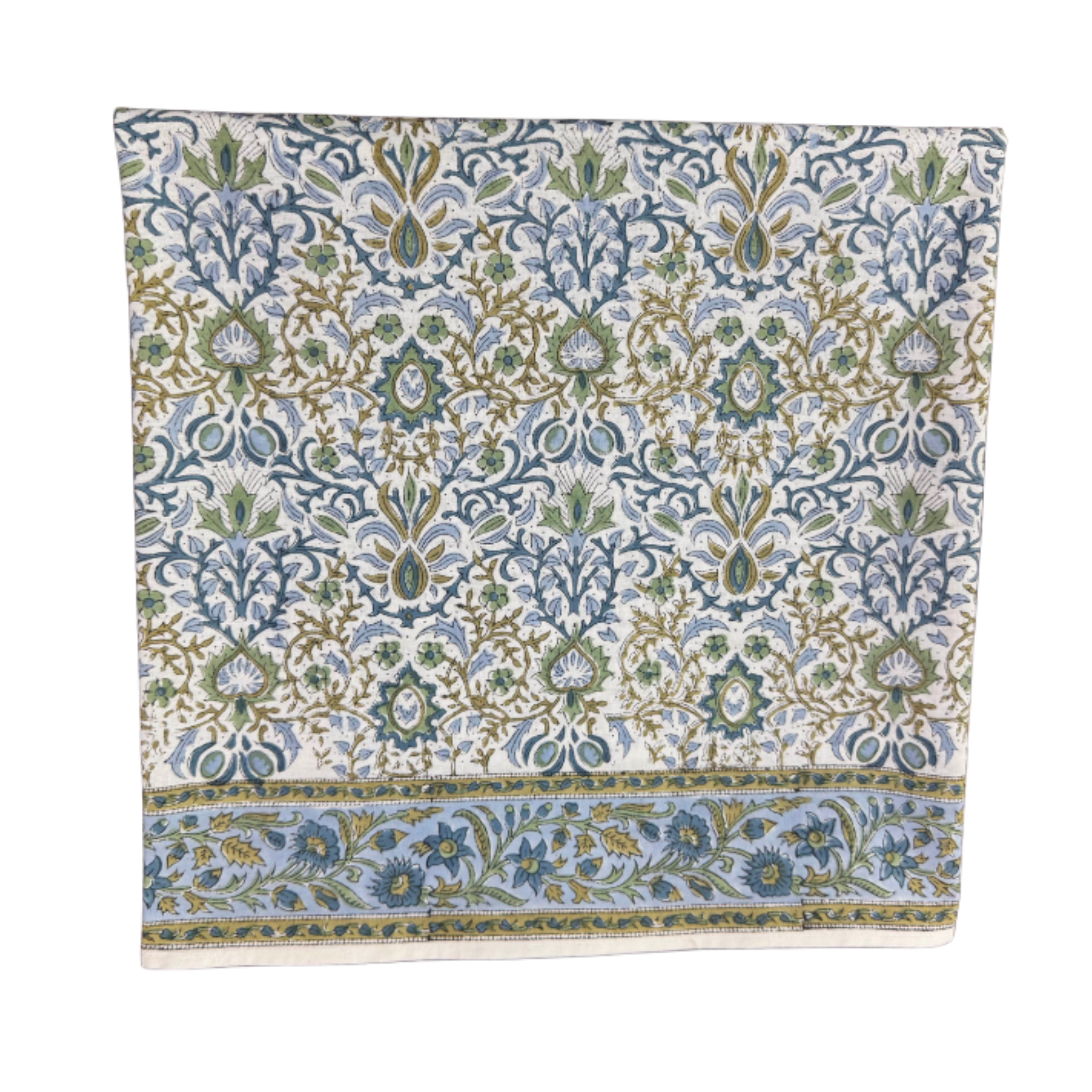 Decorative fabric with intricate floral pattern on a white background