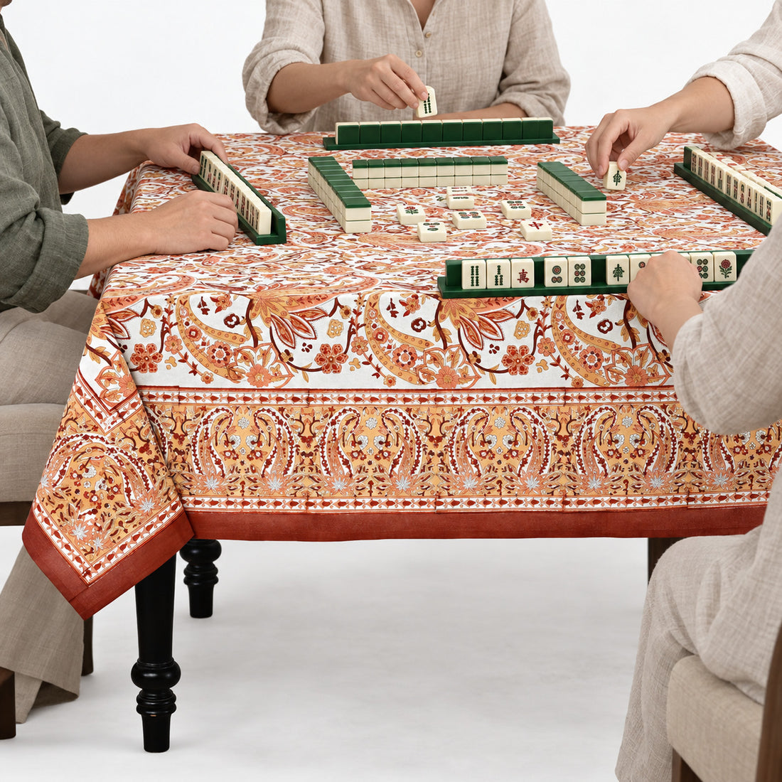 Kashmiri Saffron paisley Square & Rectangle Tablecloth