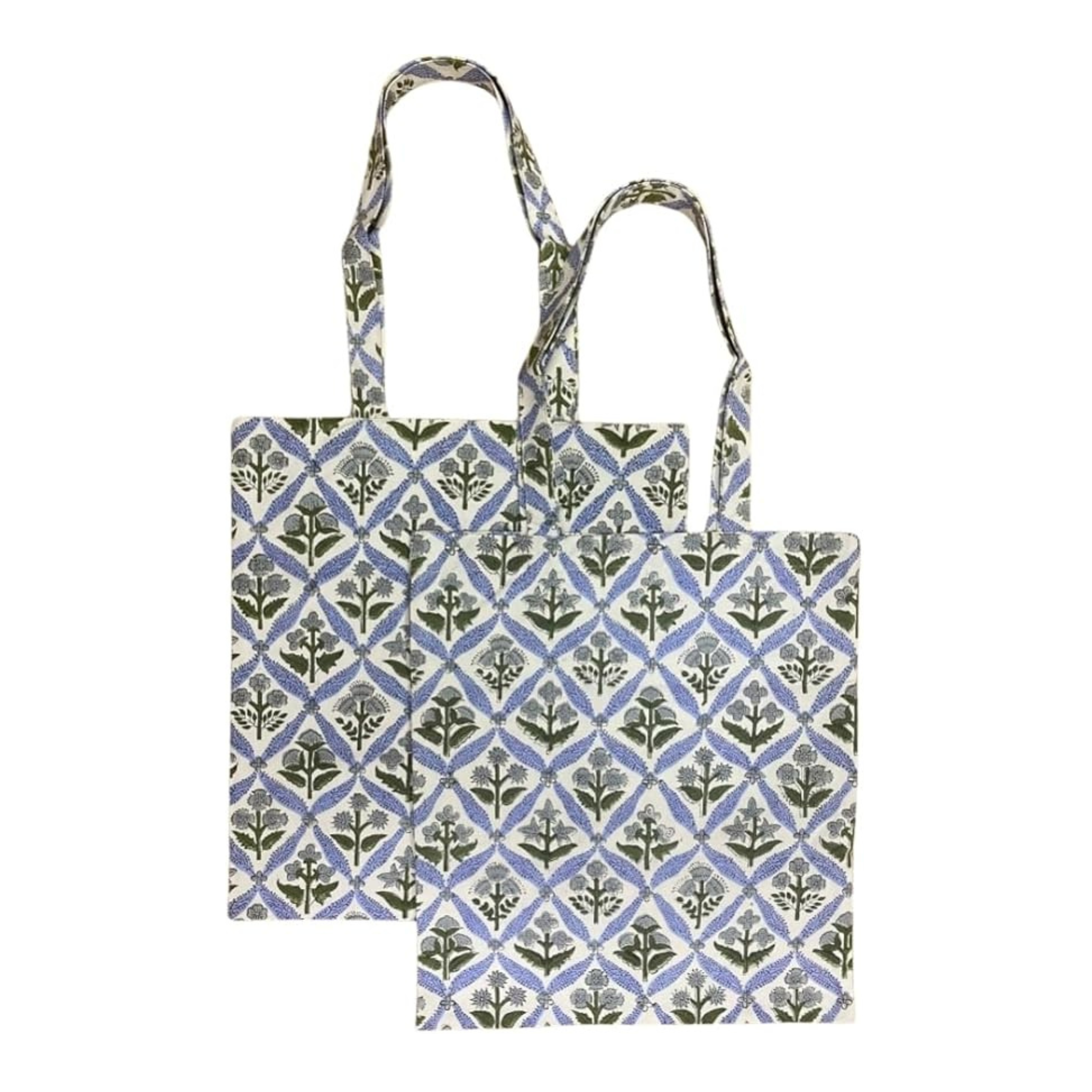 Tote bag with a geometric pattern on a white background