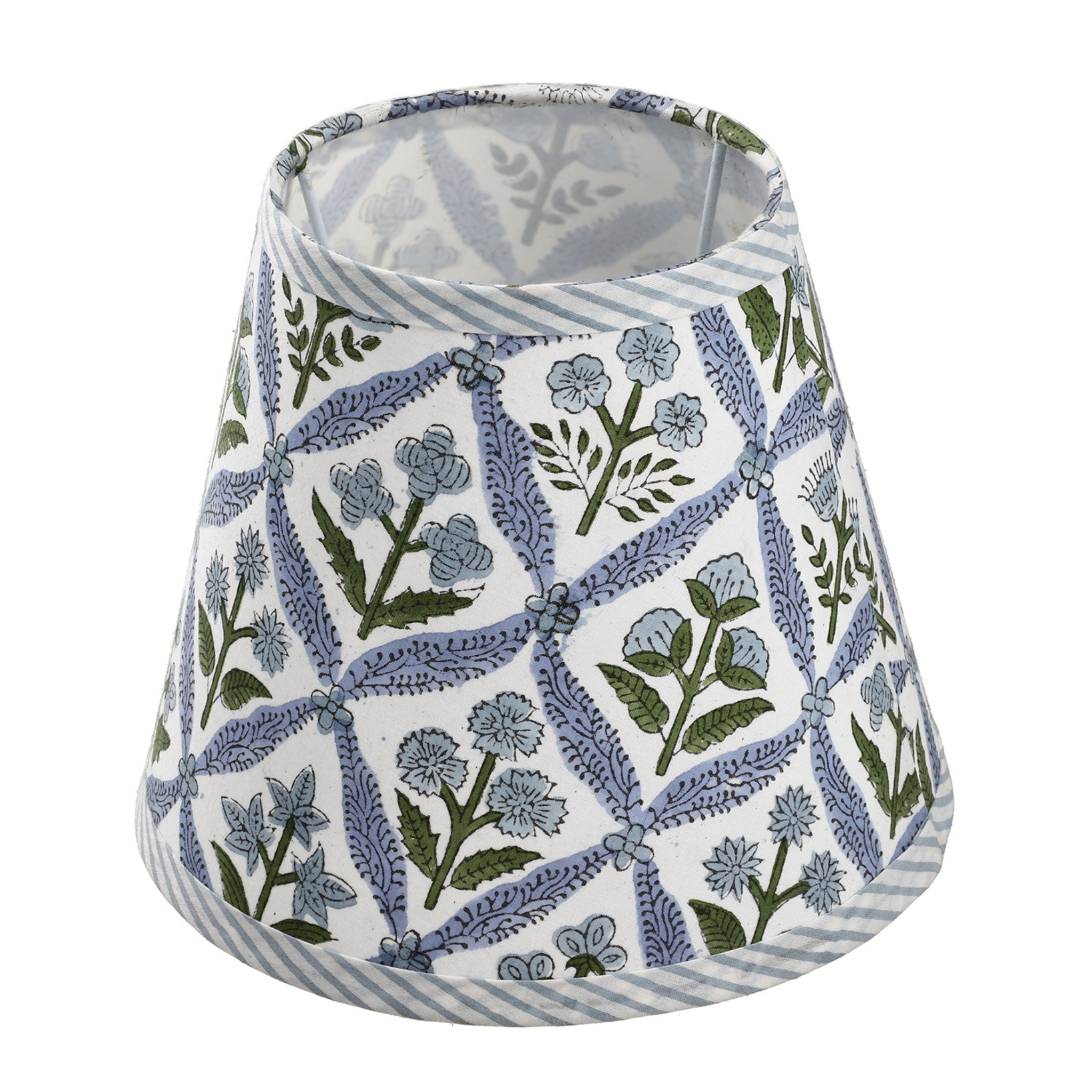 Decorative lampshade with floral pattern on a white background