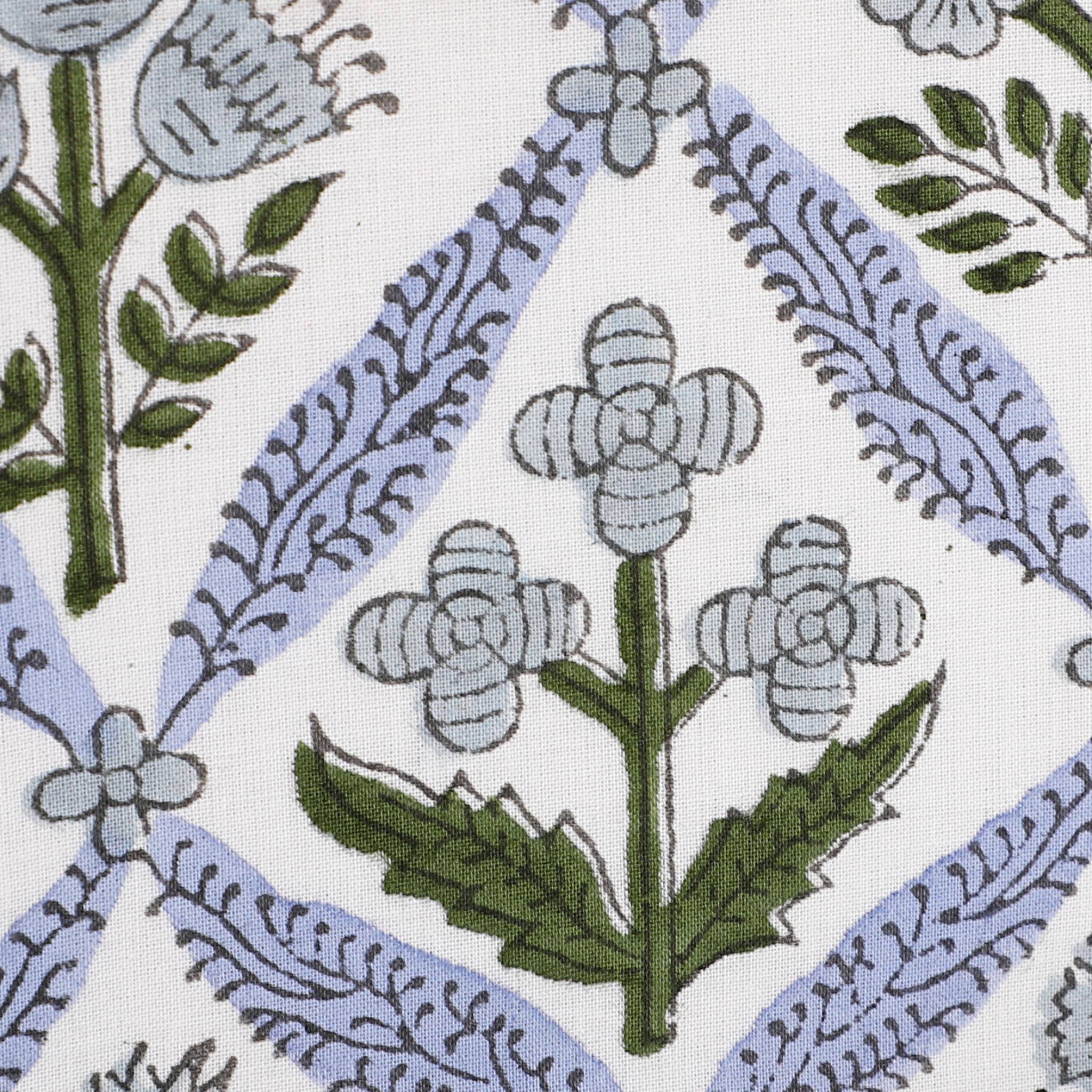 Decorative tile with floral and leaf patterns in blue, green, and white.