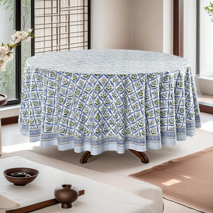 Light Steel Blue Round Tablecloth