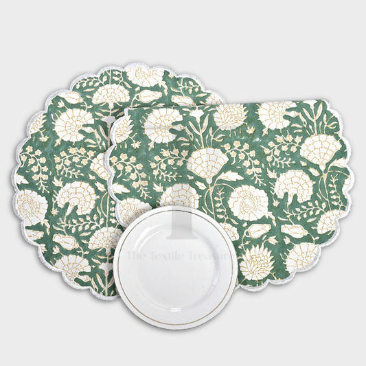 Set of floral patterned coasters on a white background