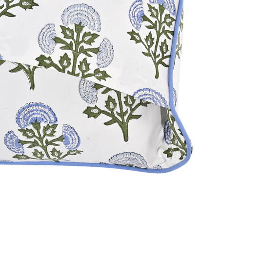 Decorative pillow with floral pattern on a white background