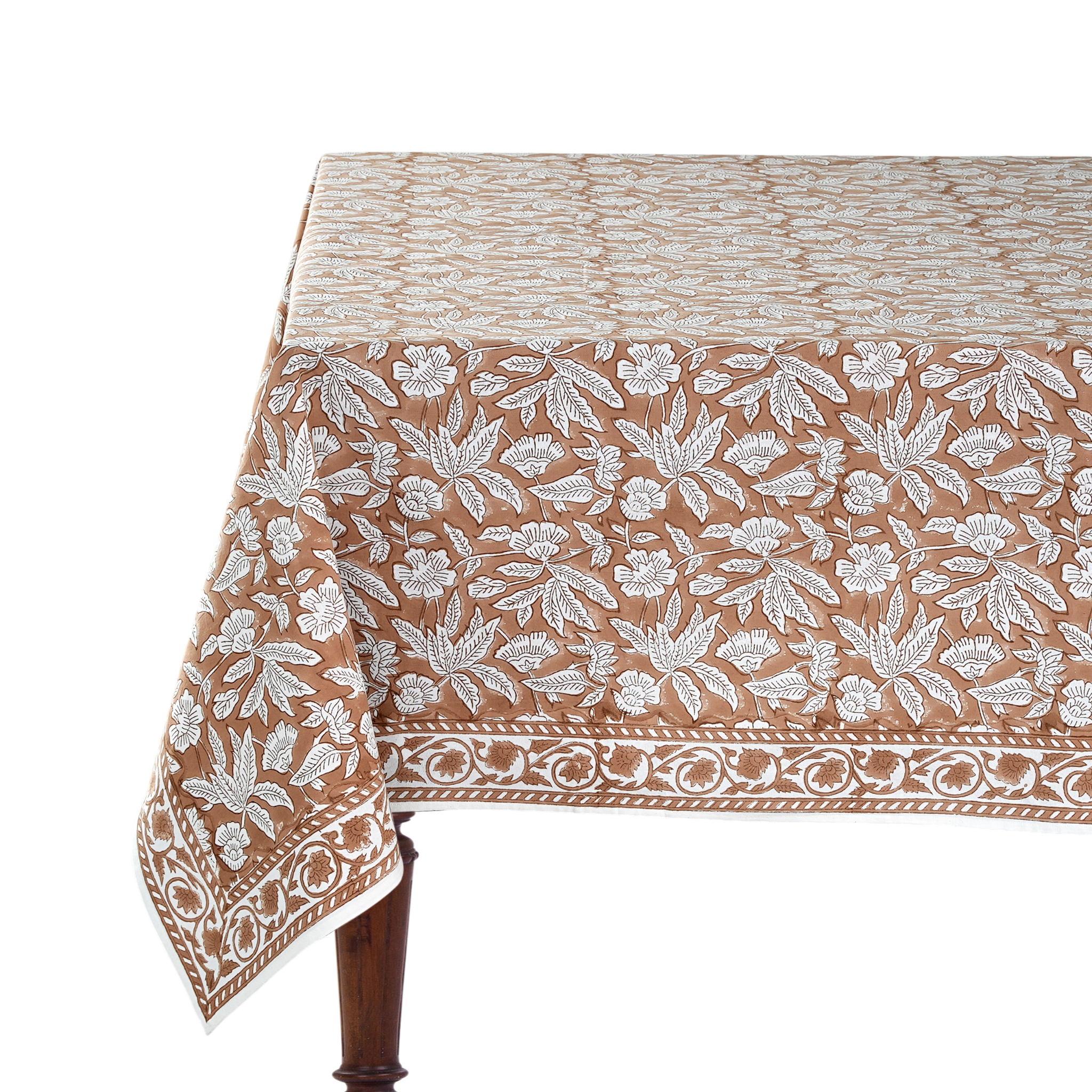Tablecloth with floral pattern on a white background