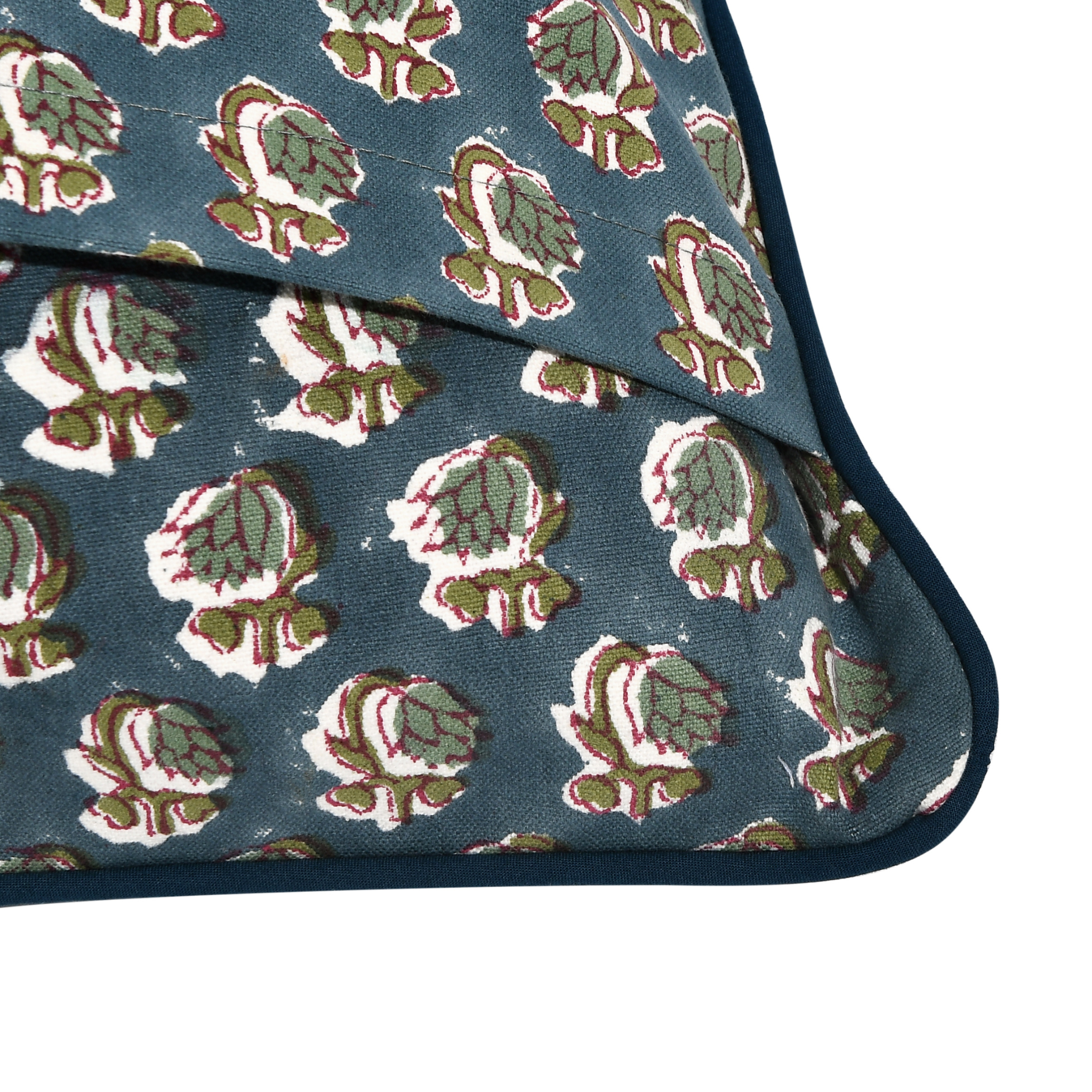 Textile with floral pattern on a blue background