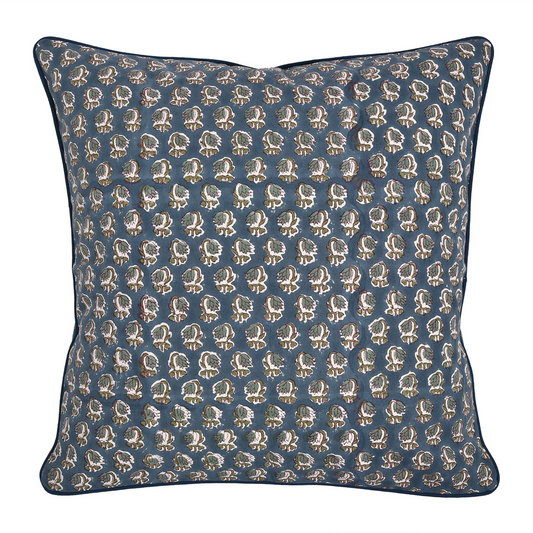 Decorative pillow with a pattern on a blue background