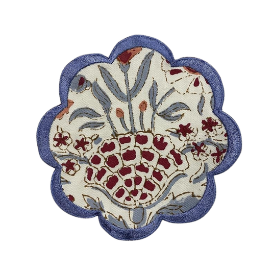 Decorative rug with floral pattern on a white background