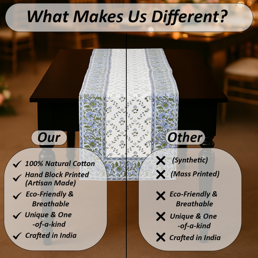 Comparison chart highlighting the differences between 'Our' and 'Other' table runners.
