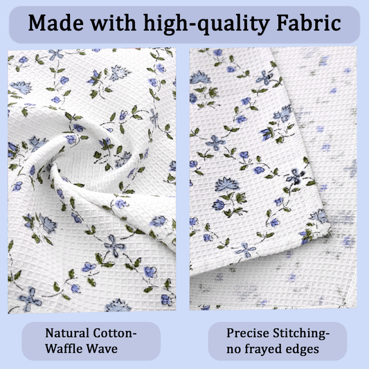 High-quality fabric with floral pattern and text highlighting features